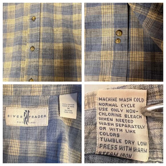 River Trader SMens M Plaid Short Sleeve Button-Down Shirt 100% Cotton Casual Wea - Picture 8 of 16